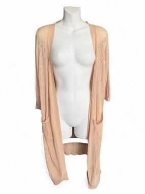 Light Peach Open-Front Women's Cardigan Sweater